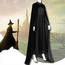 Wicked Elphaba Thropp Wicked Witch of the West Costume - Black Dress Hat Cloak Set Elphaba Cosplay
