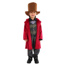 Kids Wonka 2023 Willy Wonka Costume - Red Coat Pants Set Willy Wonka Cosplay
