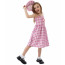 Barbie Movie Costume - Girls Gingham Pink Checkered Dress Barbie Cosplay
